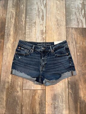 American Eagle Outfitters Dark Indigo Rolled Hem Denim Shorts